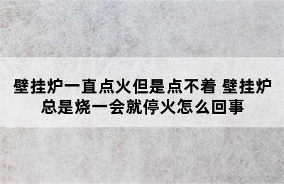 壁挂炉一直点火但是点不着 壁挂炉总是烧一会就停火怎么回事